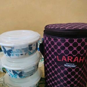 Larah By Borosil Opalware Tiffin Box Brand New