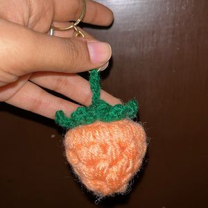 Crochet Strawberry Keychain