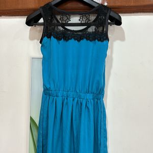 Satin Dress With Lace Detail