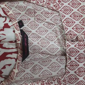 Rangmanch Maroon & White Straight Kurti