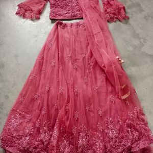 Never Worn Mauve Embroidered Lahenga Choli