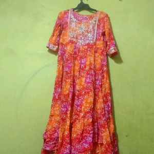 Bandhani Long Dress For Womens