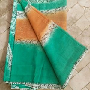 Supernet Saree With Stiched Blouse