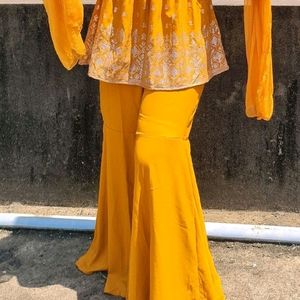 Yellow Sharara Suit Set