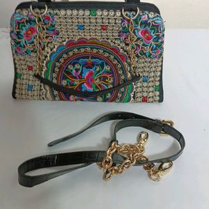 Multicolor Embroidered Casual Sling Bag (Women)