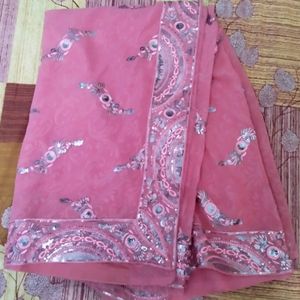 PinkSareewithBlouseFree Screnchy,Bluewithoutblouse