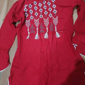 Red Beautiful Embroidery Kurti