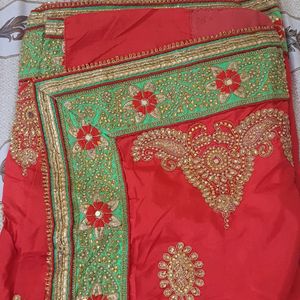 Green And Red Color Saree