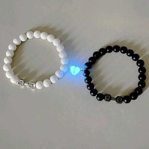 Glow In The Dark Heart Couple Bracelets