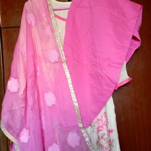 Pink And White Kurta Set