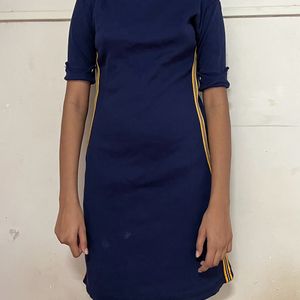 Blue Fitted Casual Dress