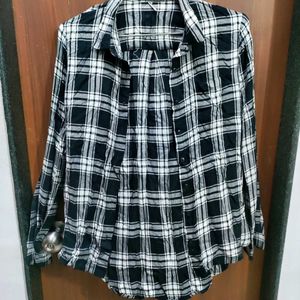 Women Casual Black & White Checkered Shirt