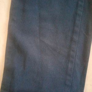 Textured Navy Blue Trousers