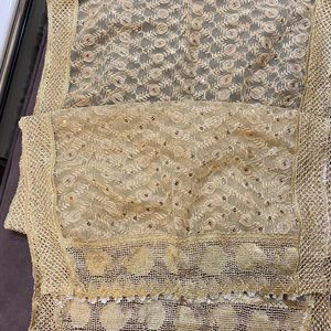 Designer Net Golden Dupatta