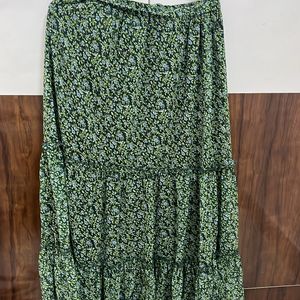 Floral green long skirt