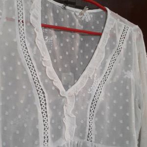 Flared White Top With Good Condition