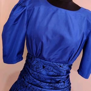 Party Wear Blue And Black Gown