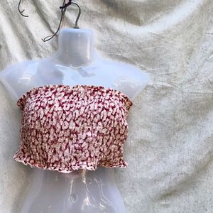 H&M CUTE PEACH FLORAL TUBE TOP