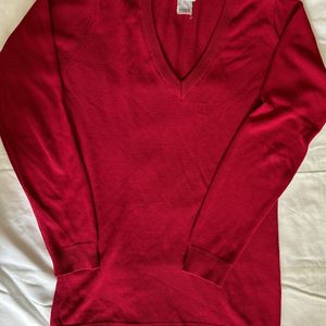 Girls XS Maroon Full Sleeves Slim Fit Sweater