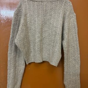 Korean Cropped Full Sleeves Sweater