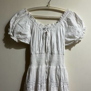 Midi Cottage Core White Dress