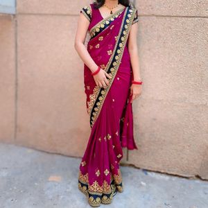 Heavy Wedding Saree With Blouse