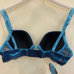 Clovia Dark Blue Lace Full Coverage Under-W