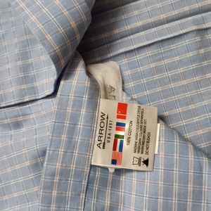 Arrow Men Blue Checks Half Sleeve Cotton Shirt