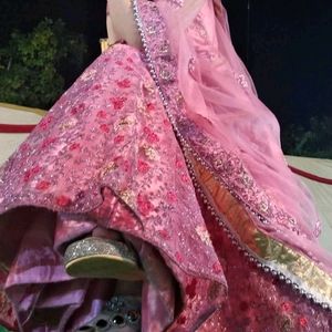 Pink Net Lehenga Choli