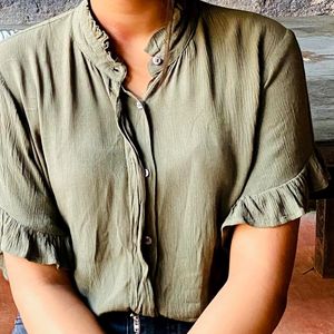 Olive Green Cape Top