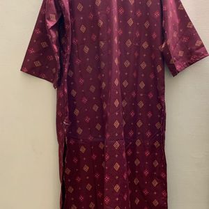 Maroon Printed Kurta