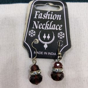 Brown Colour Earings With Silver Stones