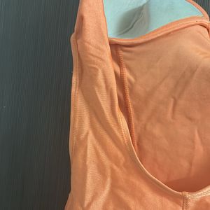 Pretty Padded Orange Trikini With Side Cuts