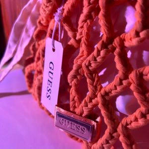 GUESS Orange Crochet Bag with Inner Pouch