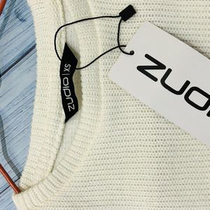 Zudio White Full Sleeved Top With Tied Up Sides