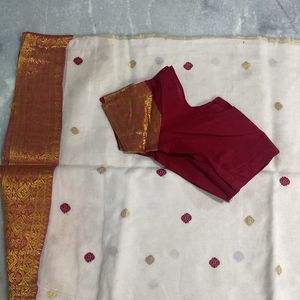 Golden Pallu And Border Saree Used But In Ok