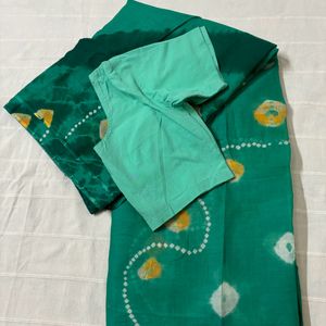 Tie & Die Pure Cotton Saree with Blouse