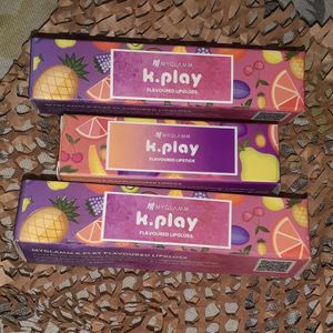 (COMBO OF 3 MYGLAMM K.PLAY LIPSTICK & LIP GLOSS )