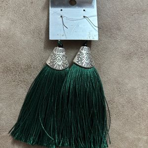 Green Tassel Earrings