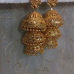 Triple Layered Golden Jhumkas