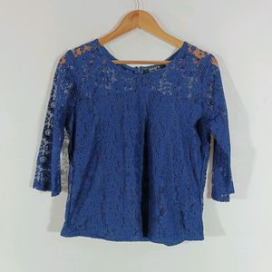 Navy Blue Lace Casual Top (Women)