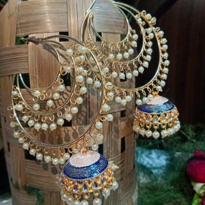 Long Chand Bali Jhumka Earrings