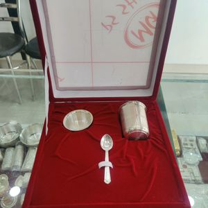 Pure Silver Bartan Set Wth Velvet Box