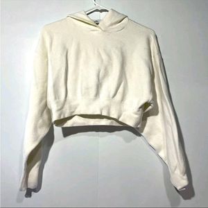 White Woolen Fur Velvet Hoodie Sweatshirt Urbanic