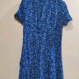 H&M Blue Front Button Dress Size 8