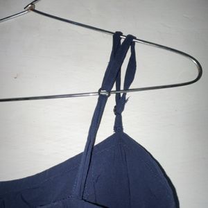 navy blue knot crop top