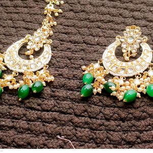 Green Earrings And Teeka Set