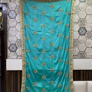 Peacock Green Cream Exclusive Wedding Saree