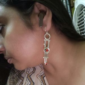 Silver Replica Stone Danglers