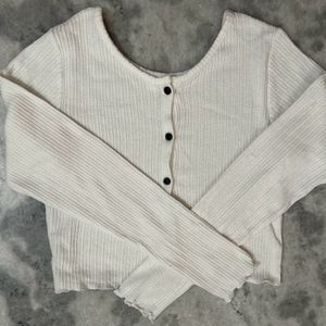 White Crop Cardigan/ Top